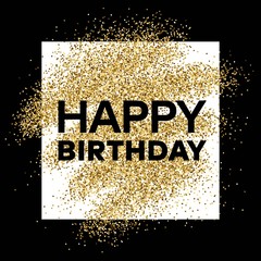 Gold glitter background with Happy Birthday inscription