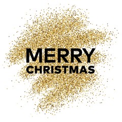 Gold glitter background with Merry Christmas inscription