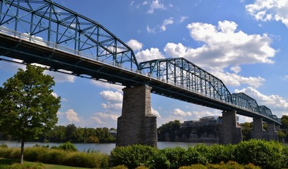 The Blue Walnut Street Bridge in Chattanooga, Tennessee