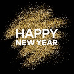 Gold glitter background with Happy New Year inscription