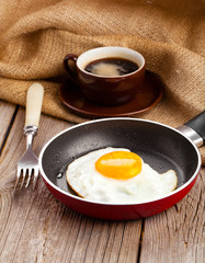 fried eggs on a wooden background