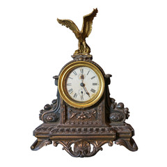Ancient clock isolated on white