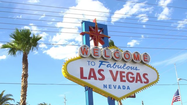 Welcome to Las Vegas sign on the entrance to Sin City, Nevada, playground for adults; No logos, no people. 