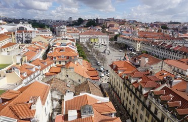 Fototapeta na wymiar Scenic view over the roofs of Lisbon, the capital of Portugal