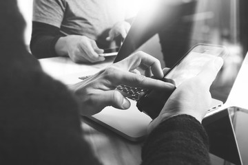 Business team meeting present. Photo professional investor worki