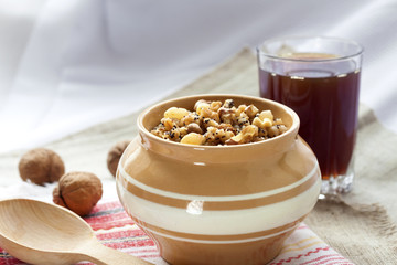 Kutia - sweet grain pudding, the traditional first dish of Christmas Eve supper served in Eastern European countries