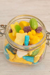 Container glass filled with candies