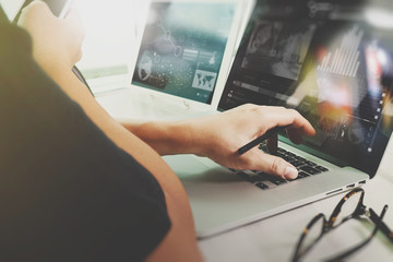 business concept.Businessman working stock exchange project mode