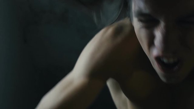 aggressive man fight closeup