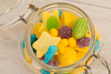 Container glass filled with candies