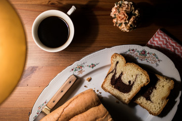 Marble Cake with Coffee. (Dim Light)