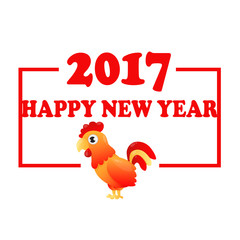 Card Red rooster. Fiery cock. Symbol of 2017 on the Chinese calendar. Vector illustration