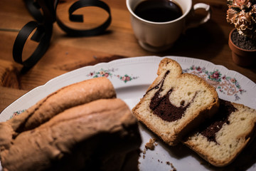 Marble Cake with Coffee. (Dim Light)