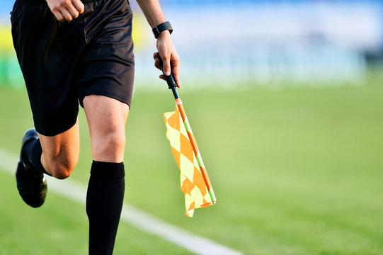 Assistant referee during soccer match