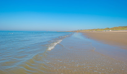 Blue sky over a beach along the sea