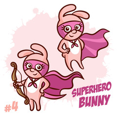 Superhero Bunny Vector Illustration Set
