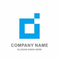 Simple Geometric Square Pixel Letter D Vector Logo Design Template