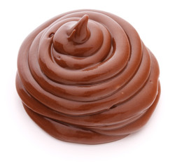 Chocolate cream swirl isolated on white background cutout