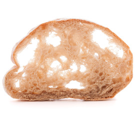 Slice of fresh ciabatta bread isolated on white background cutou