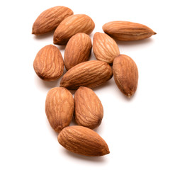 almond nuts isolated on white background close up