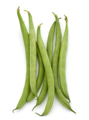 Green beans handful isolated on white background cutout