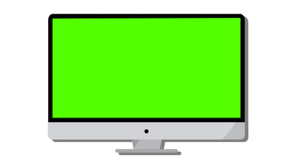 Fototapeta premium Computer monitor TV screen with green chroma keyable screen