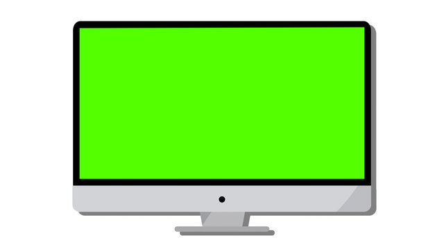 Computer monitor TV screen with green chroma keyable screen