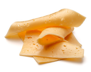 cheese slices isolated on white background cutout