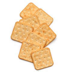 Dry cracker cookies isolated on white background cutout