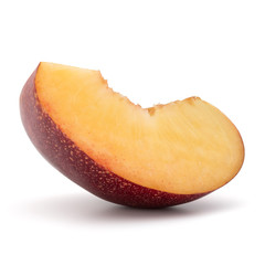 Nectarine fruit slice isolated on white background close up