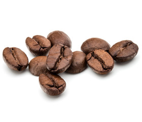 roasted coffee beans isolated in white background cutout