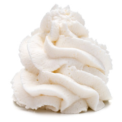 Whipped cream swirl  isolated on white background cutout