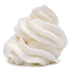 Whipped cream swirl  isolated on white background cutout