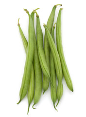Green beans handful isolated on white background cutout