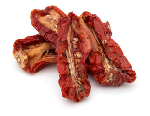 Dried tomatoes isolated on white background cutout