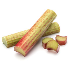 rhubarb stem isolated on white background cutout