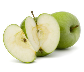 Green sliced apple isolated on white background cutout