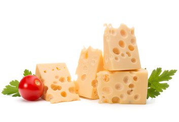 Cheese block isolated on white background cutout