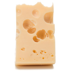 Cheese block isolated on white background cutout