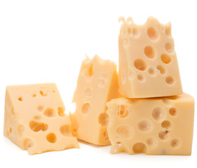 Cheese block isolated on white background cutout