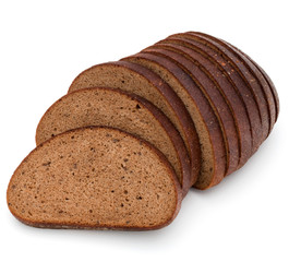 Fresh sliced rye bread loaf isolated on white background cutout