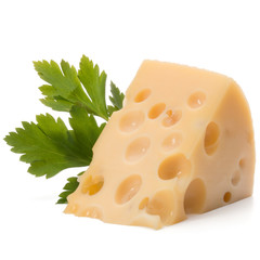 Cheese block isolated on white background cutout