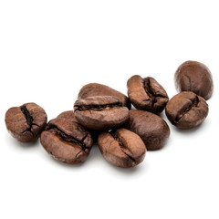 roasted coffee beans isolated in white background cutout