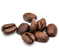 roasted coffee beans isolated in white background cutout