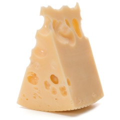 Cheese block isolated on white background cutout