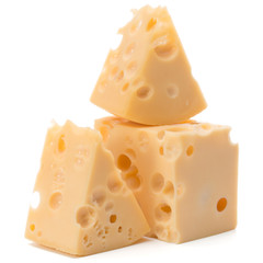 Cheese block isolated on white background cutout