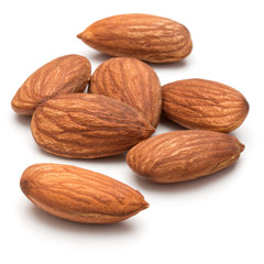almond nuts isolated on white background close up