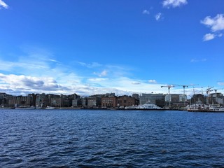 Naklejka premium Aker brygge neighbourhood in Oslo, the capital of Norway.