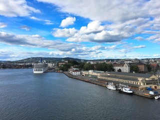 Obraz premium Oslo, the capital of Norway. Photo taken from the fjord in 