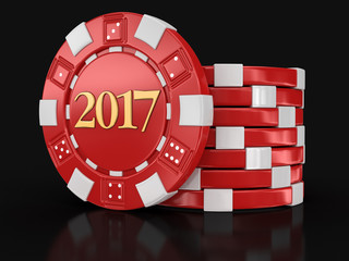 chip of casino 2017. Image with clipping path